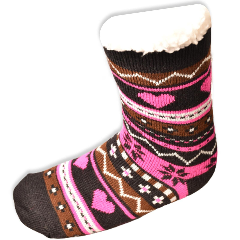(Black) Women Thermal Socks Warm Double Layer Heat Slipper