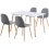 Charles Jacobs (White Table & Grey Fabric Chairs) Charles Jacobs Rectangular Dinner Table & Chair 4 Seat Scandi Set for Kitchen Dining Room 3
