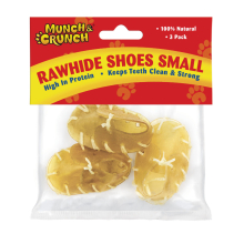 Munch & Crunch Small Rawhide Shoes Natural Dogs High Protein 3 Pack