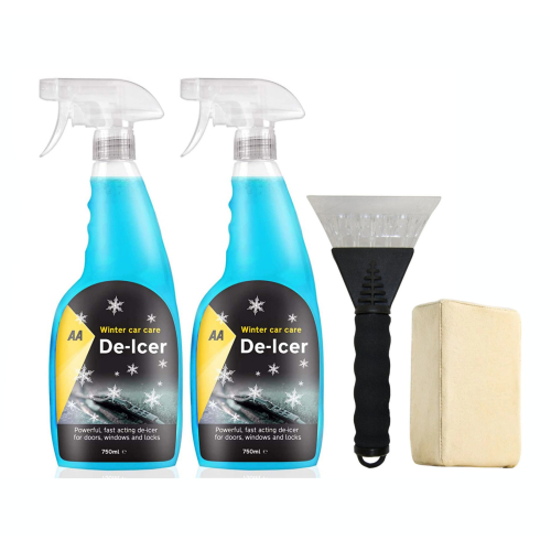 AA Winter Car Kit Fast Acting Deicer 2x750ml, Ice Scraper, Demister Pad