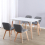 Charles Jacobs (White Table & Grey Fabric Chairs) Charles Jacobs Rectangular 4 Seat Dinner Table & Chair Scandi Set for Nordic Kitchen Dining 1