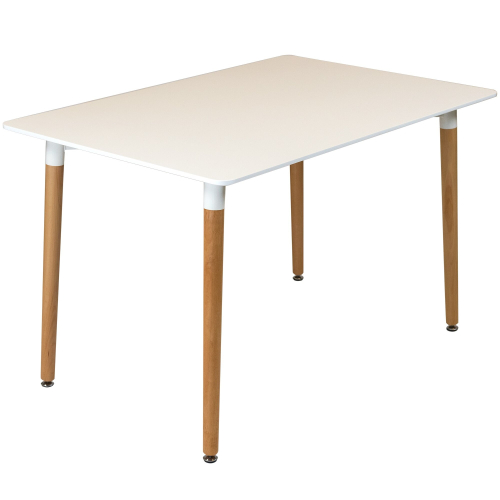 Charles Jacobs (White Table & Grey Fabric Chairs) Charles Jacobs Rectangular 4 Seat Dinner Table & Chair Scandi Set for Nordic Kitchen Dining 2