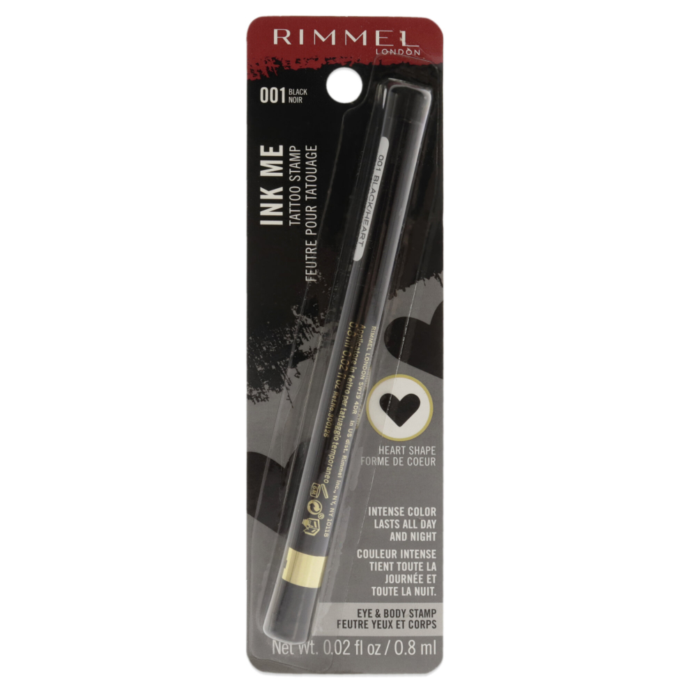 Rimmel London Ink Me Tatto Stamp Eyes and Body - 001 Black Heart Shape for Women 0.02 oz Eyeliner