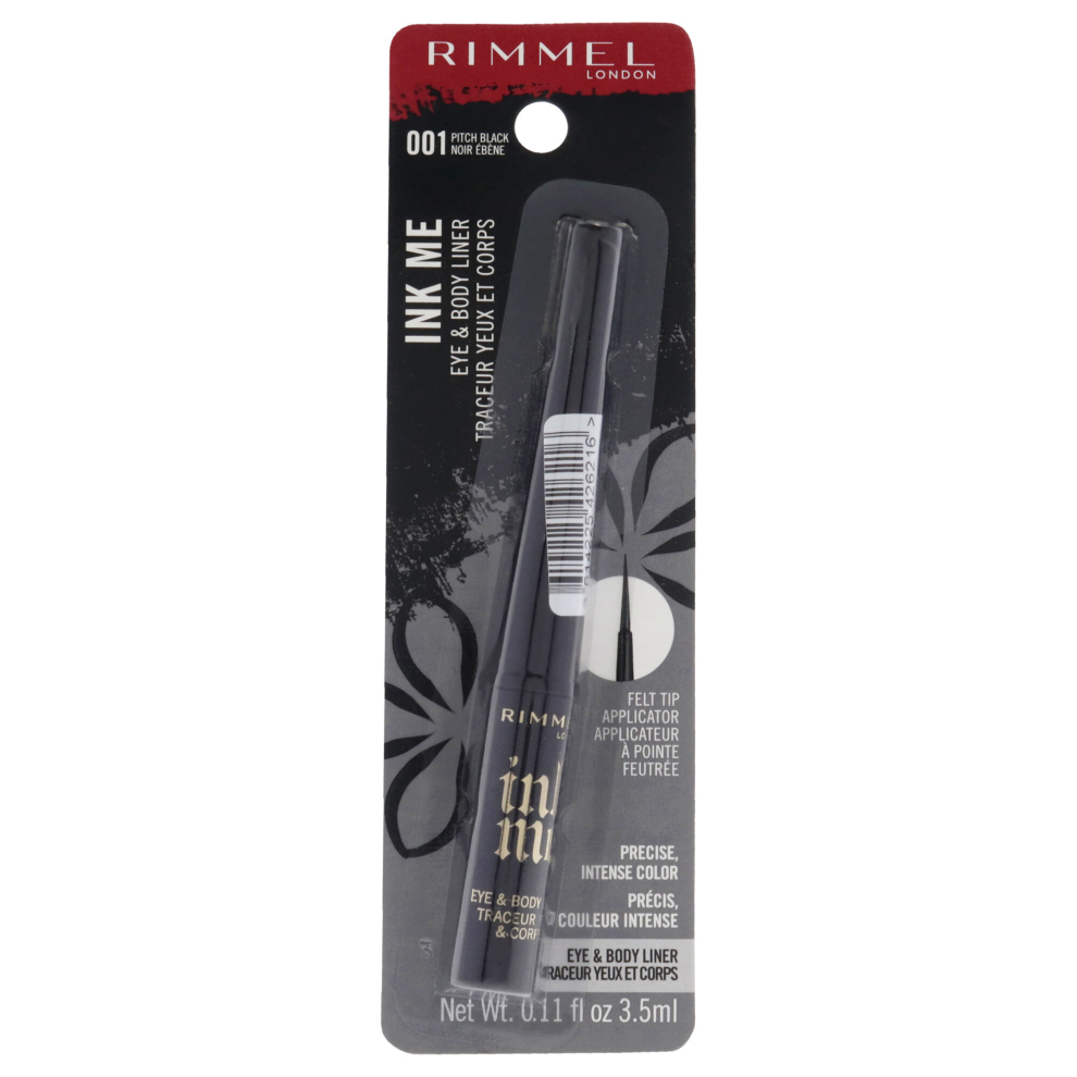 Rimmel London Ink Me Eyes and Body - 001 Pitch Black for Women 0.11 oz Eyeliner