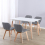 Charles Jacobs (White Table & Grey PU Chairs) Charles Jacobs Rectangular 4 Seat Dinner Table & Chair Scandi Set for Nordic Kitchen Dining 1