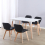 Charles Jacobs (White Table & Black PU Chairs) Charles Jacobs Rectangular 4 Seat Dinner Table & Chair Scandi Set for Nordic Kitchen Dining 1