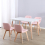 Charles Jacobs (White Table & Pink PU Chairs) Charles Jacobs Rectangular 4 Seat Dinner Table & Chair Scandi Set for Nordic Kitchen Dining 1