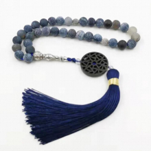 Natural Weathered Agates stone Tasbih prayer beads Misbaha 33beads styles Cotton Tassel Professional Muslim Mans rosary