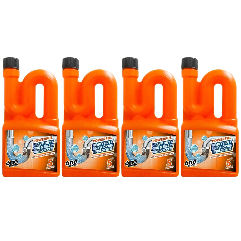 One Chem Sink And Drain Unblocker 4 X 750Ml Heavy Duty Powerful Formula