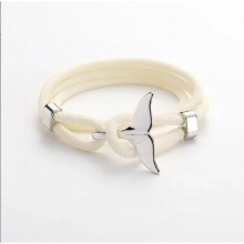 whale tail bracelet Ocean Silver Whale Tail Charm Bracelet 2-3 laps Adjustable Rope Bracelets for Men Women