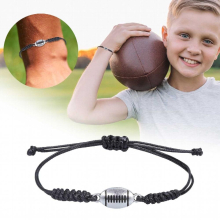Rugby Bracelet Adjustable Rugby Charm Alloy Bracelet Boys Girls Youth Gift Hand Woven Rope Rugby Sports Bracelet Team Player