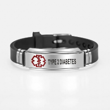 Type 2 Diabetes Medical Alert ID Bracelet For Men Women Adjustable Silicone Bracelets Bangles ICE Emergency Jewelry