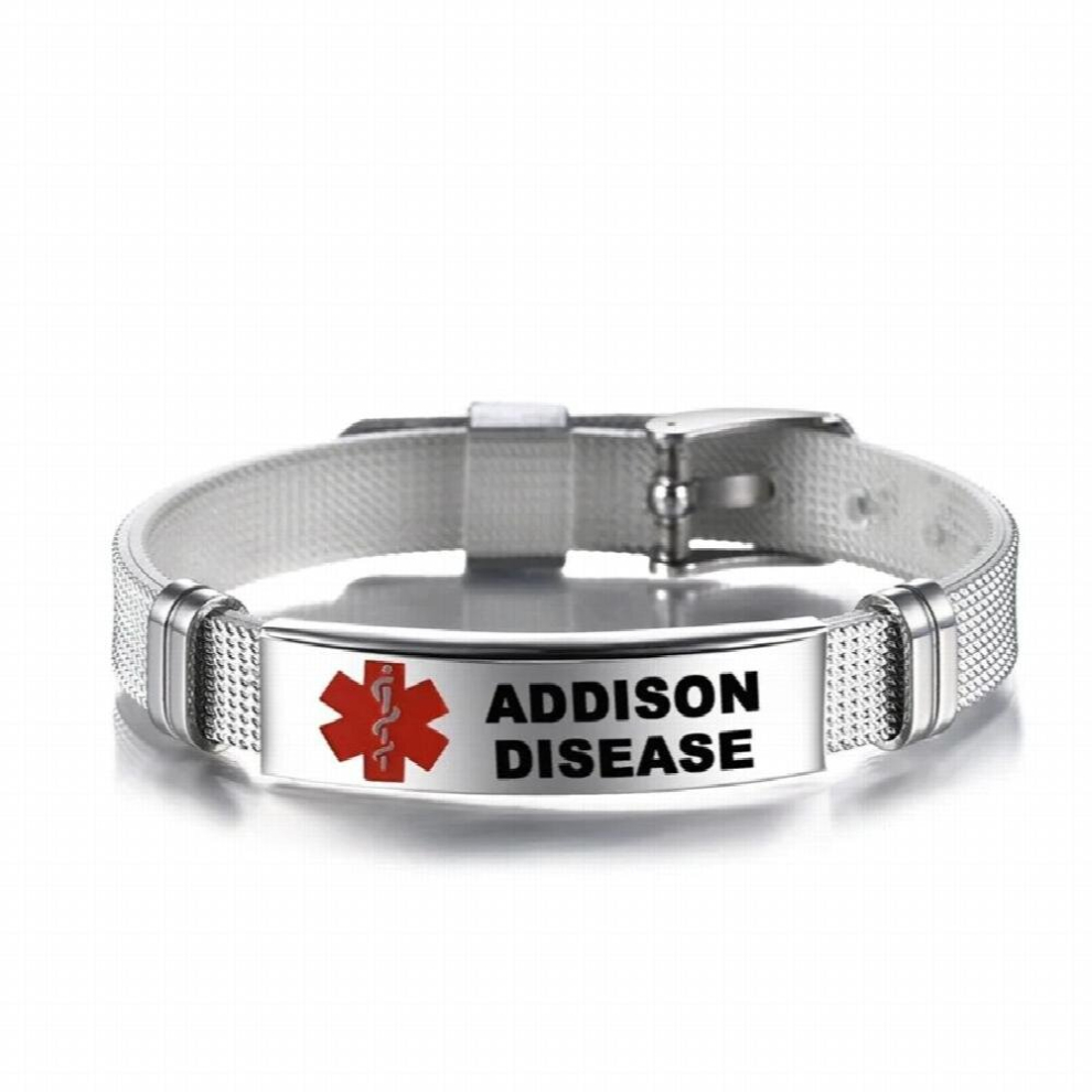 Personalized Medical Alert ID Bracelet Laser Engraved Allergy Stainless Steel Mesh Belt Wristband Emergency Bangle for Men Women