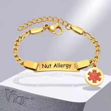Medical Alert ID Bracelets for Baby,Parents Gift to Son Daughter,Anti Allergy Stainless Steel Children Jewelry