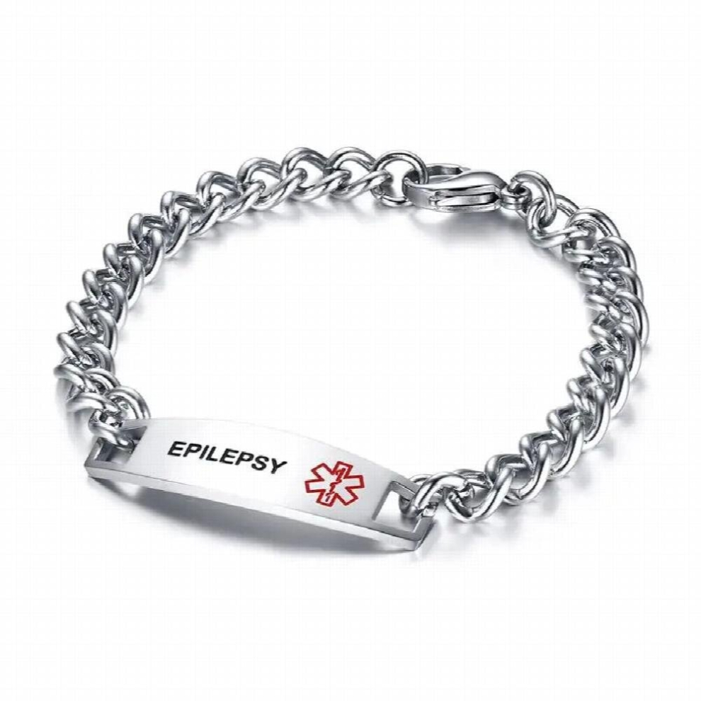 EPILEPSY Medical Alert ID Bracelet 316L Stainless Steel Link Unisex Bracelet
