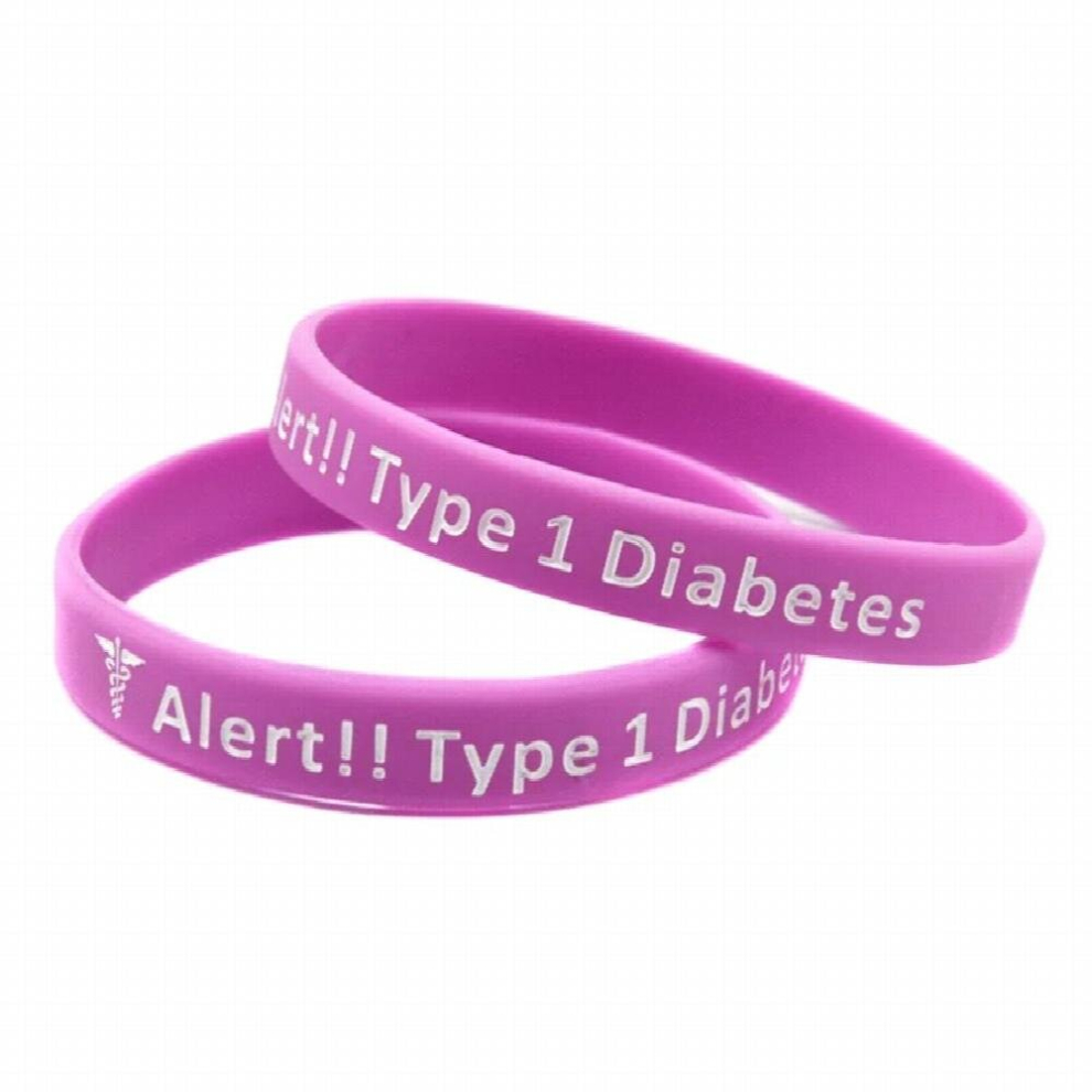 Black 1Pc Type 1 Diabetes Insulin Dependent Silicone Wristband 5 Colors
