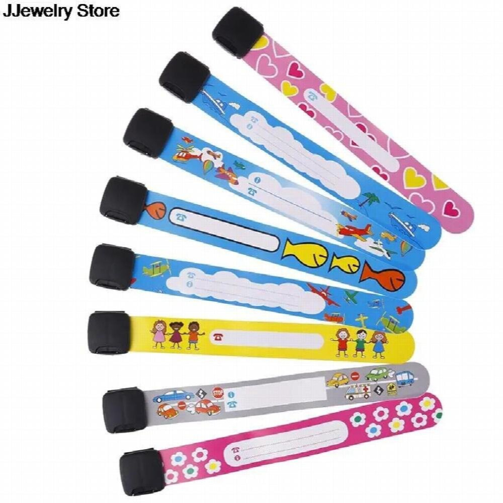 4PCS Adjustable Waterproof Wrist Strap Children Travel Outdoor Anti-lost Wristband Safety Recognition Bracelet For Kids Random