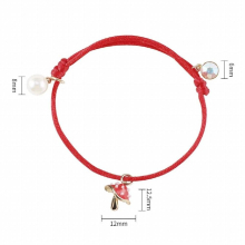 Red Rope Bracelet For Kids Mushroom Pendant Hand Woven Adjustable Wristband Bracelets For Children Christmas
