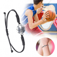 Basketball Bracelet Adjustable Basketball Charm Alloy Bracelet Boys Girls Youth Gift Hand Woven Rope Basketball Sports Bracelet