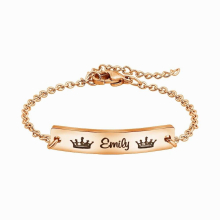 MYLONINGCHARM Personalized bar bracelet for your kids 140mm length stainless steel bracelets