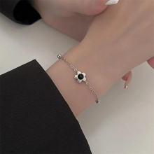 Silver Five Petal Flower Charm Bracelet &bangle for Women Crystal Flower Bracelet Wedding Party Jewelry
