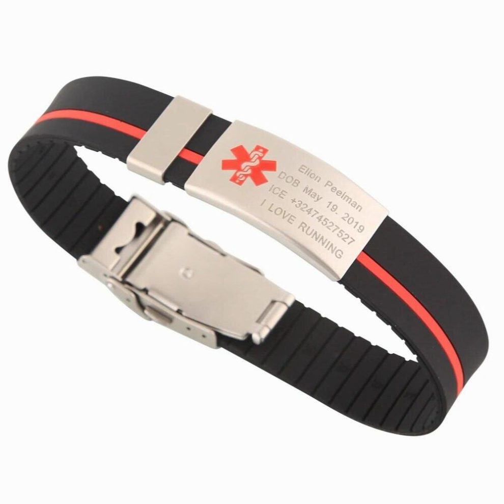 Medical Sign Sos Id Safety Bracelet Child Kids Anti Lost Wristband Children Wrist Band Personalize Engraved Silicone Armband Multicoloured