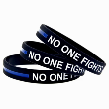 50PCS Line No One Fights Alone Silicone Rubber Bracelet Debossed and Filled in