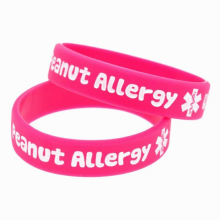 50PCS Peanut Allergy Call 911 Silicone Rubber Bracelet for Outdoor or School Kids Size