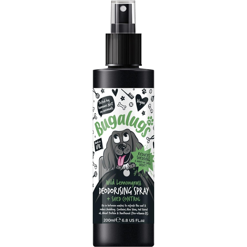 BUGALUGS dog deodorising spray dog perfume deodorant cologne, fragrance dog grooming shed control dog shampoo