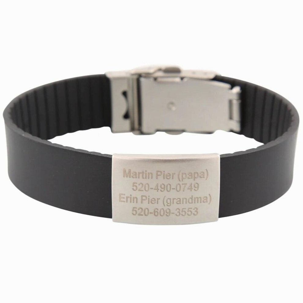 Silicone Kids Id Bracelet Child Engraved Identification Bracelets Baby Sos Wrist Band Boys Id Safety Children Wristband Multicoloured