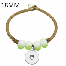 brown rope manual Ceramic gradient beads snap bracelets kids fit 12MM&18MM snap buttons DIY accessories SE0199