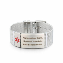 Children LengthUnisex Medical ID Bracelet Watch Chain Stainless Steel Plate Sport Medical Alert ID His and Hers Gift
