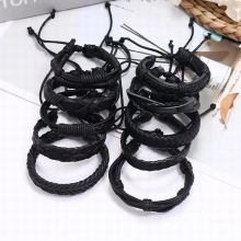 10Pcs Leather Cuff Bracelets Jewelry Adjustable Wristband for Teen