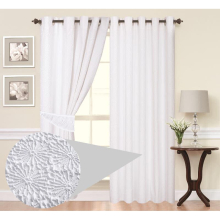 (66"wide x 54"drop Pair of Curtains) Embossed Duvet Set Curtains Cushions Astra White
