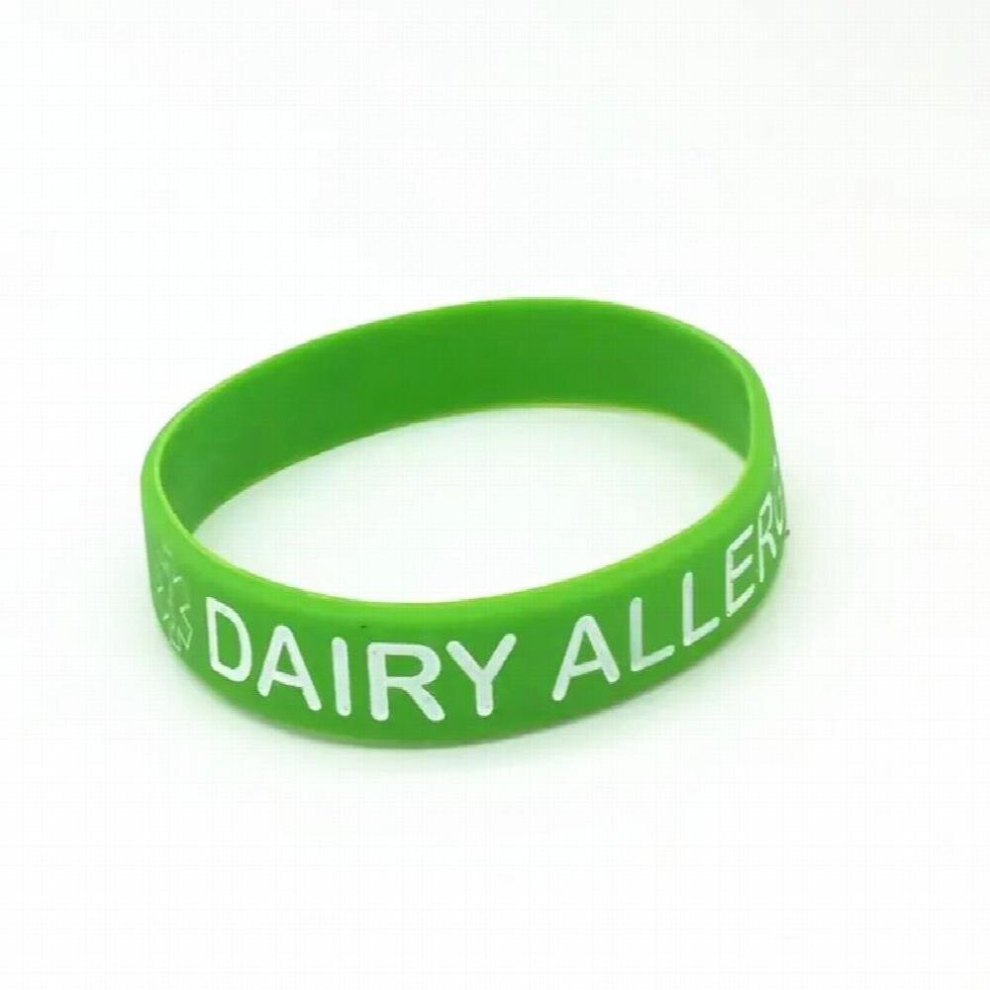 Multicoloured Dairy Allergy Silicone Wristband Medical Alert Rubber Bracelets&Bangles Awareness Armband