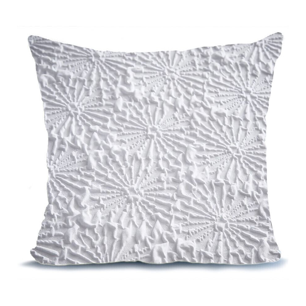 (17"x17" Filled Cushion) Embossed Duvet Set Curtains Cushions Astra White