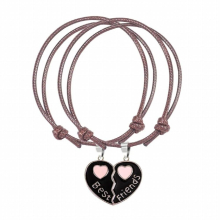 2-piece Red Leather Rope Bracelet BFF Letter Stitching Heart-shaped Pendant Men And Women Jewelry Bracelets Homme