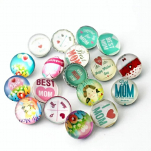 Hot Mix 20pcs/lot Love mom Snap Button pretty Mother Glass Snap Buttons Fit bangle 18mm DIY Snap Bracelet Jewelry