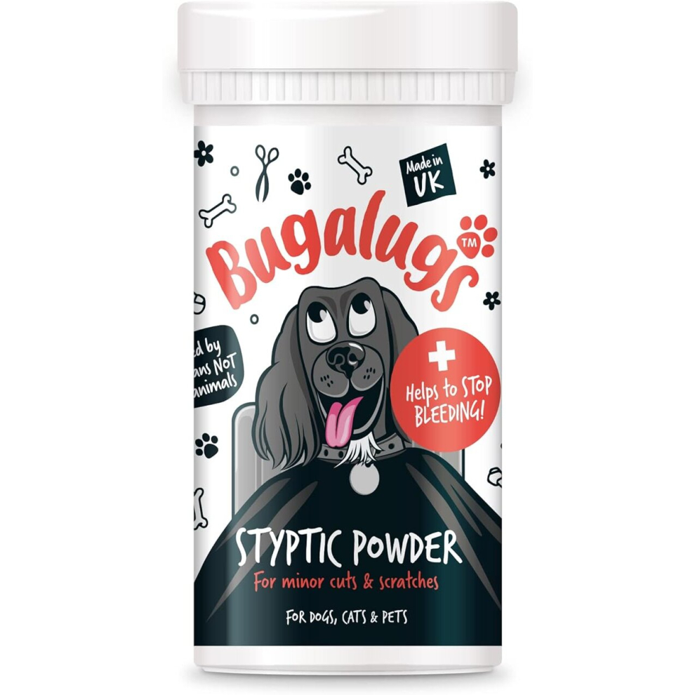 Bugalugs Styptic Powder For Pets, Stops Bleeding Fast In Dogs, Cats, Birds, Rabbits & Pets, Safe Treatment For Cuts