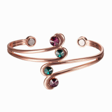 Pure Copper Bracelets for Women Girls Irregular Adjustable Magnetic Bangles Arthritis Health Purple Zircons Solid Copper Jewelry