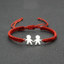 Stainless Steel Little Boys Charm Bracelet Braided Adjustable Lucky Red Thread Rope Couples Bracelets for Women Men Jewelry