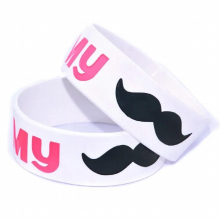 1 PC Kiss My Mustache Silicone Bracelet 1 Inch Wide