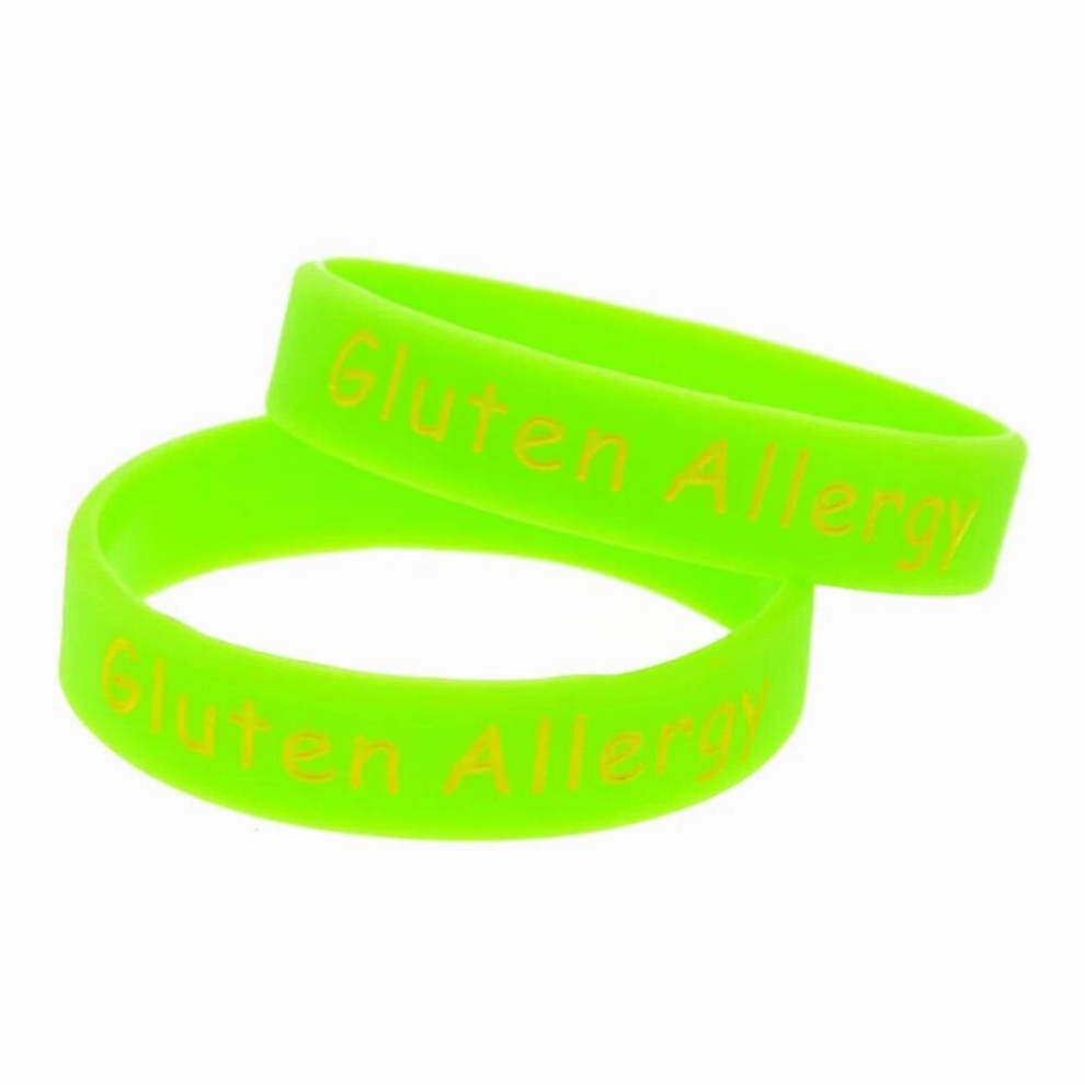 1 PC Alert Gluten Allergy Silicone Wristband for Daily Reminder Kids Size