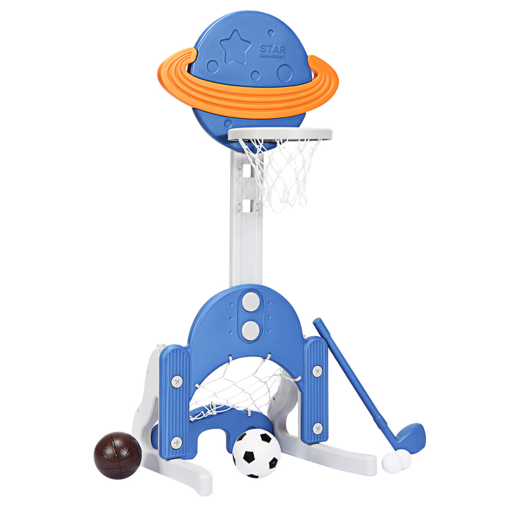 3 in 1 Kids Adjustable Basketball Stand Football Goal Play Centre