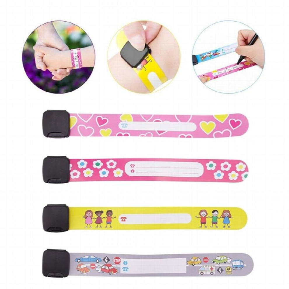4PCS Adjustable Children Travel Outdoor Safe Anti-lost Wristband Safety Recognition Bracelet For Kids Waterproof Wrist Strap