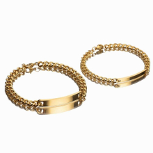 2pcs/set anniversary couple Bracelet titanium steel 18K plating jewelry for men and women