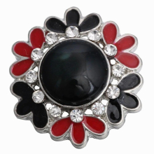6pcs/lot Style Rhinestone Red Snap Buttons Jewelry Fit 18mm Metal Snap Button Jewelry DIY Bracelet