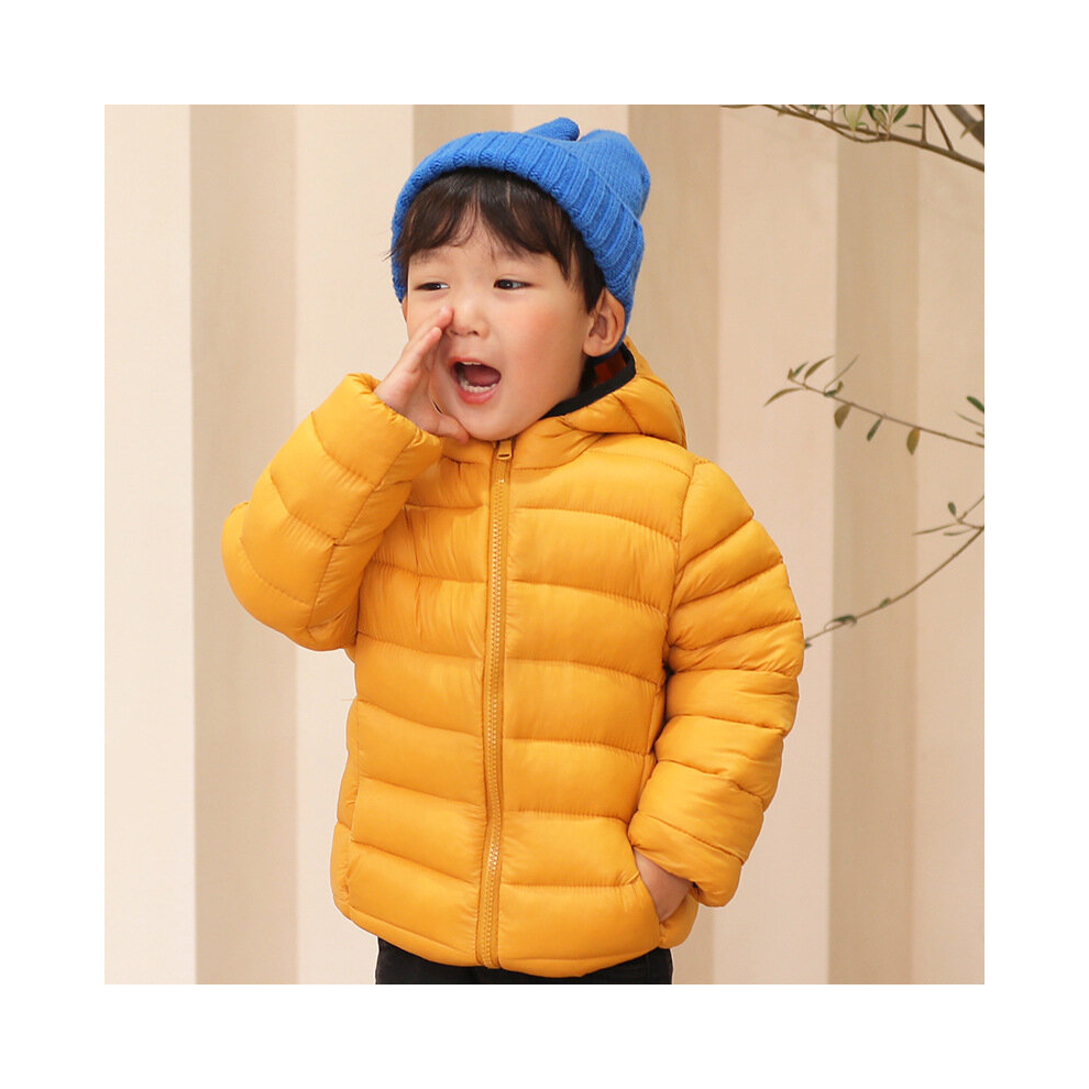 (Yellow, 150cm) New children's lightweight down cotton coats, boys and girls winter clothes, small and medium-sized children's cotton-padded clothes-image-OPC-PCWG2XP-NEW