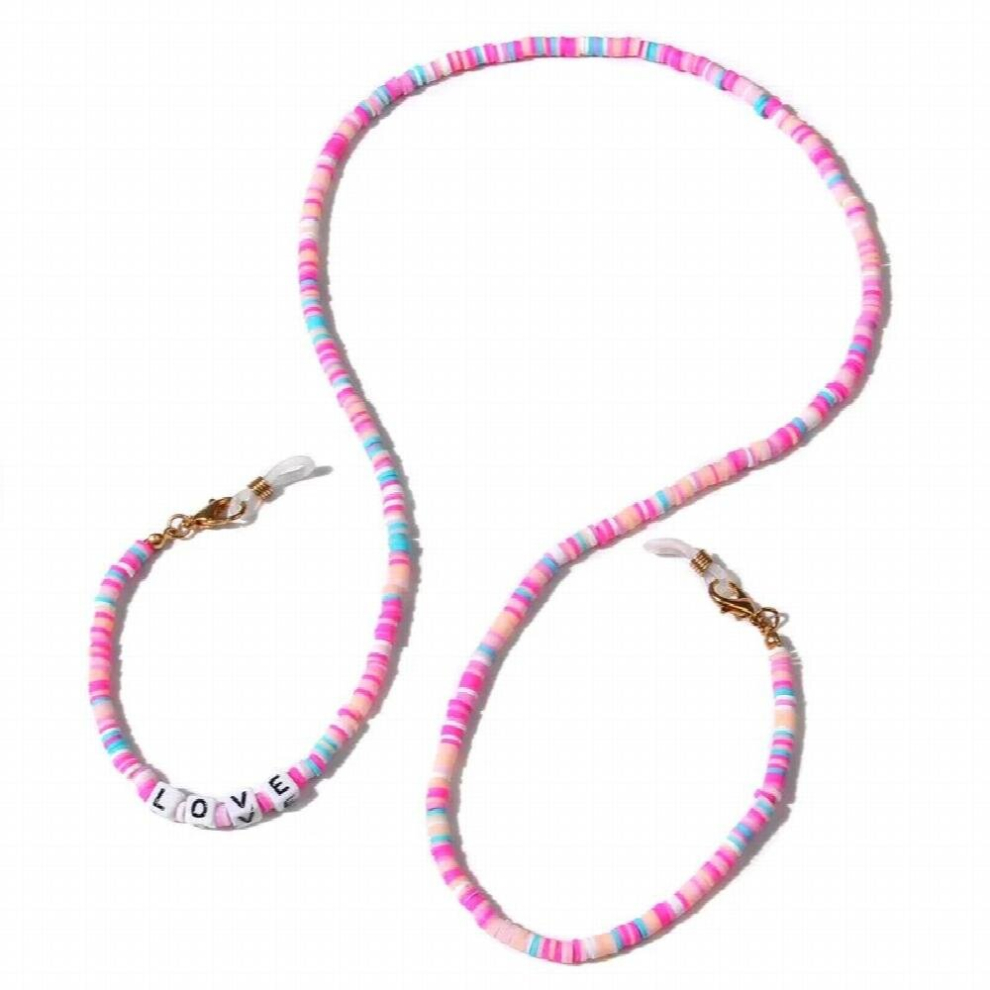 Sunglasses Masking Chain For Women Acrylic Soft Pottery Earphone Chain Colorful Beads Smile Charm Eyeglasses Lanyard