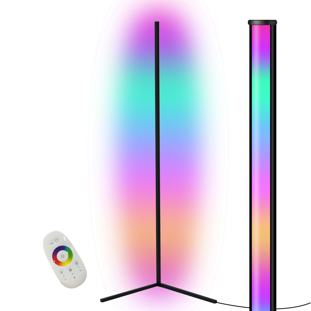 Wisfor Rgb Colour Changing Led Corner Floor Lamp - 140Cm Tall, Remote, Dimmer & Space-Saving Ambient Lighting